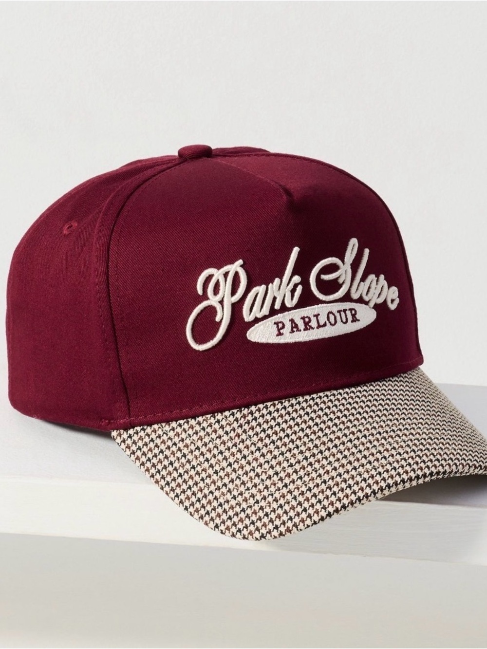Anthropologie Kenz Kustomz Phrases Trucker Hat Park Slope Parlour Houndstooth